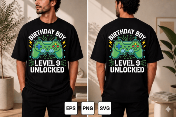 Birthday Boy Level 9 Unlocked Gamer Graphics for T-Shirt Designs