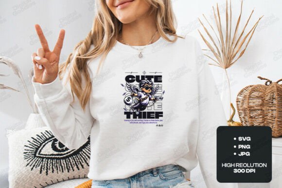 Cute Little Thief Gamer Art for Graphics & T-Shirt Designs