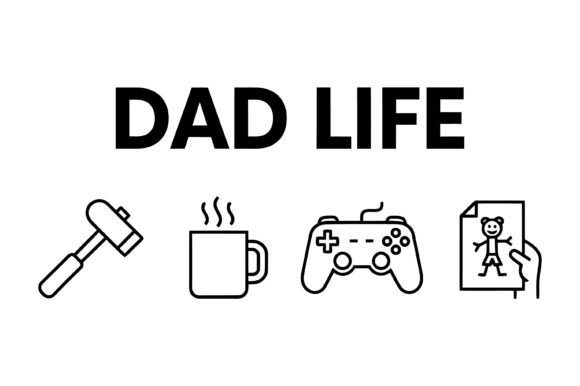 Dad Life Hammer Coffee Game Controller Graphics for T-Shirt Designs