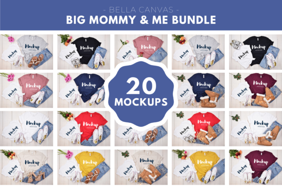 Graphics for T-Shirts: Mom and Daughter Mockup