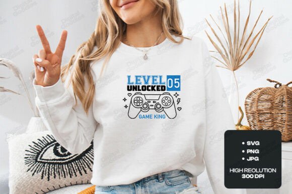 Level Five Unlocked Gamer Birthday Graphics for T-Shirt Designs