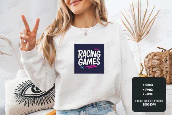 Racing Games Funny Gamer Typography Graphics for T-Shirt Designs
