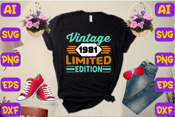 VINTAGE 1981 LIMITED EDITION Graphics for T-Shirt Designs